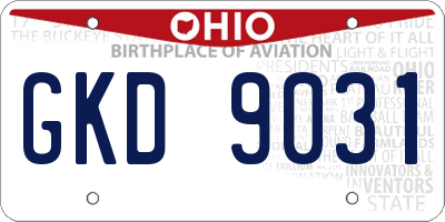 OH license plate GKD9031