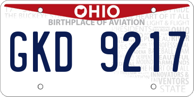 OH license plate GKD9217