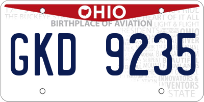 OH license plate GKD9235