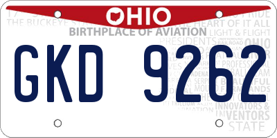 OH license plate GKD9262