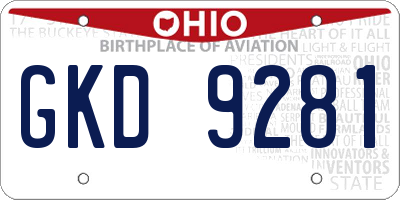 OH license plate GKD9281