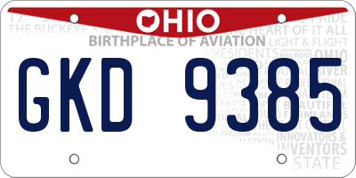 OH license plate GKD9385