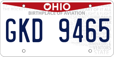 OH license plate GKD9465