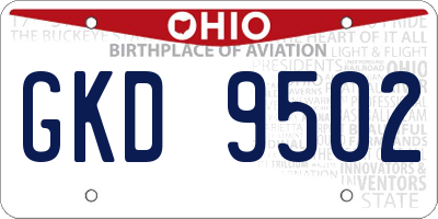 OH license plate GKD9502