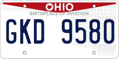 OH license plate GKD9580