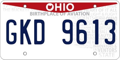 OH license plate GKD9613