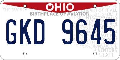 OH license plate GKD9645