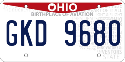 OH license plate GKD9680