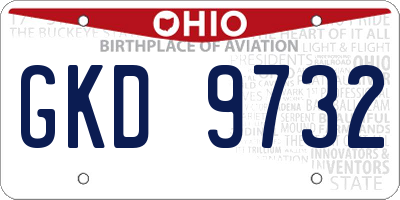 OH license plate GKD9732