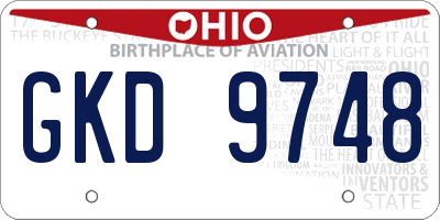 OH license plate GKD9748