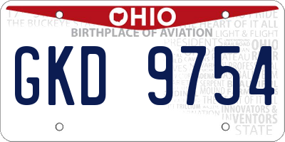 OH license plate GKD9754