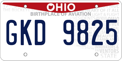 OH license plate GKD9825