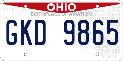 OH license plate GKD9865