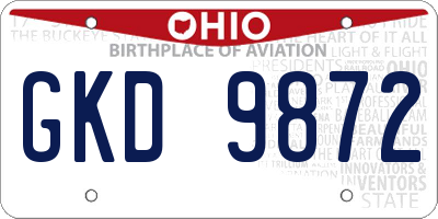 OH license plate GKD9872