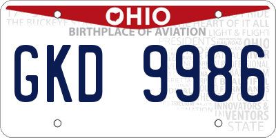 OH license plate GKD9986