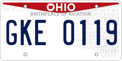 OH license plate GKE0119