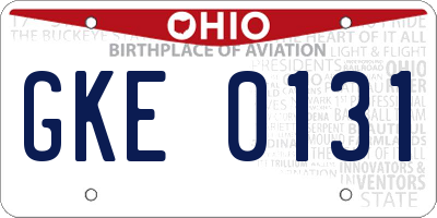 OH license plate GKE0131