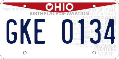 OH license plate GKE0134