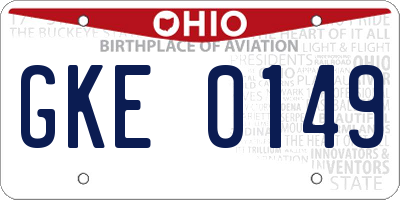 OH license plate GKE0149