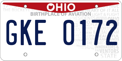 OH license plate GKE0172