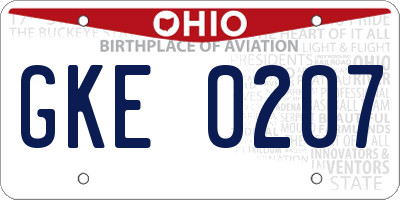 OH license plate GKE0207