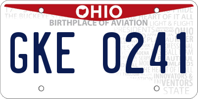 OH license plate GKE0241