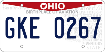 OH license plate GKE0267