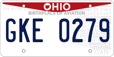 OH license plate GKE0279