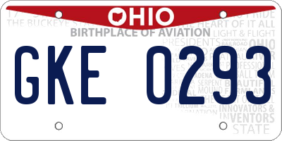 OH license plate GKE0293
