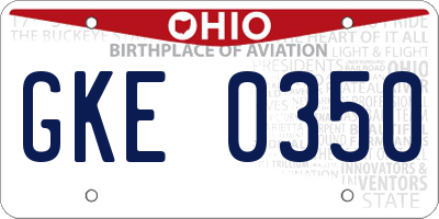 OH license plate GKE0350