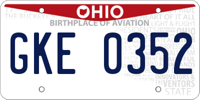 OH license plate GKE0352