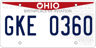 OH license plate GKE0360