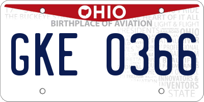 OH license plate GKE0366