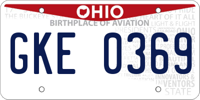 OH license plate GKE0369