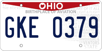 OH license plate GKE0379