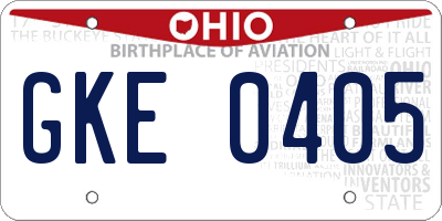 OH license plate GKE0405