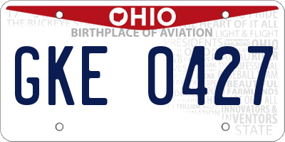 OH license plate GKE0427