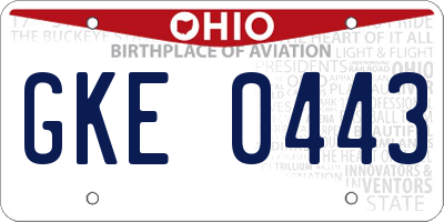 OH license plate GKE0443