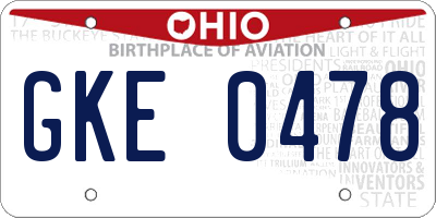 OH license plate GKE0478