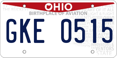 OH license plate GKE0515