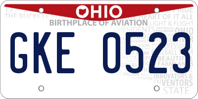 OH license plate GKE0523