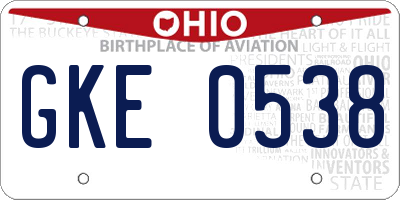 OH license plate GKE0538