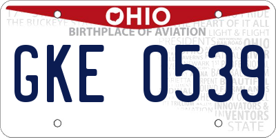 OH license plate GKE0539