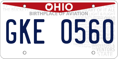 OH license plate GKE0560