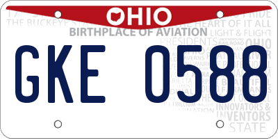 OH license plate GKE0588