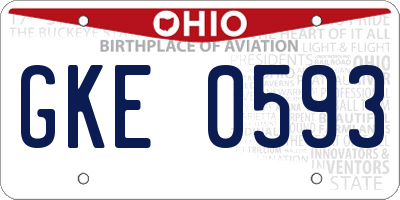 OH license plate GKE0593