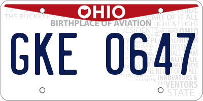 OH license plate GKE0647