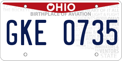 OH license plate GKE0735
