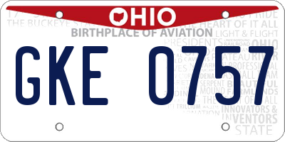 OH license plate GKE0757