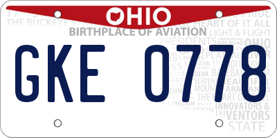 OH license plate GKE0778